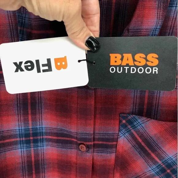 Bass Outdoor Plaid Long Sleeve Flannel Button-Up Shirt Size Large New with Tag - Picture 8 of 10